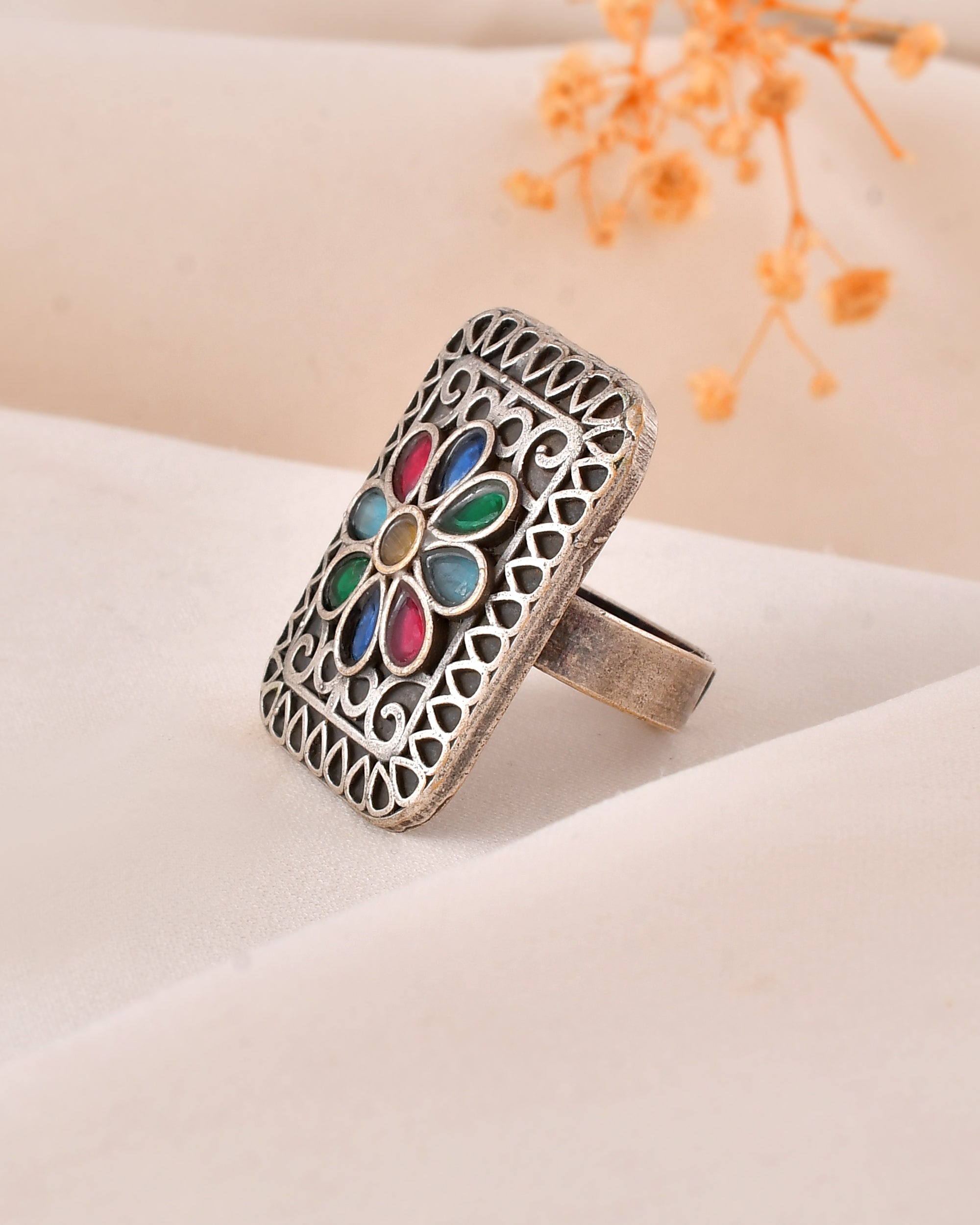 Rangoli Bloom Dandiya Statement Ring